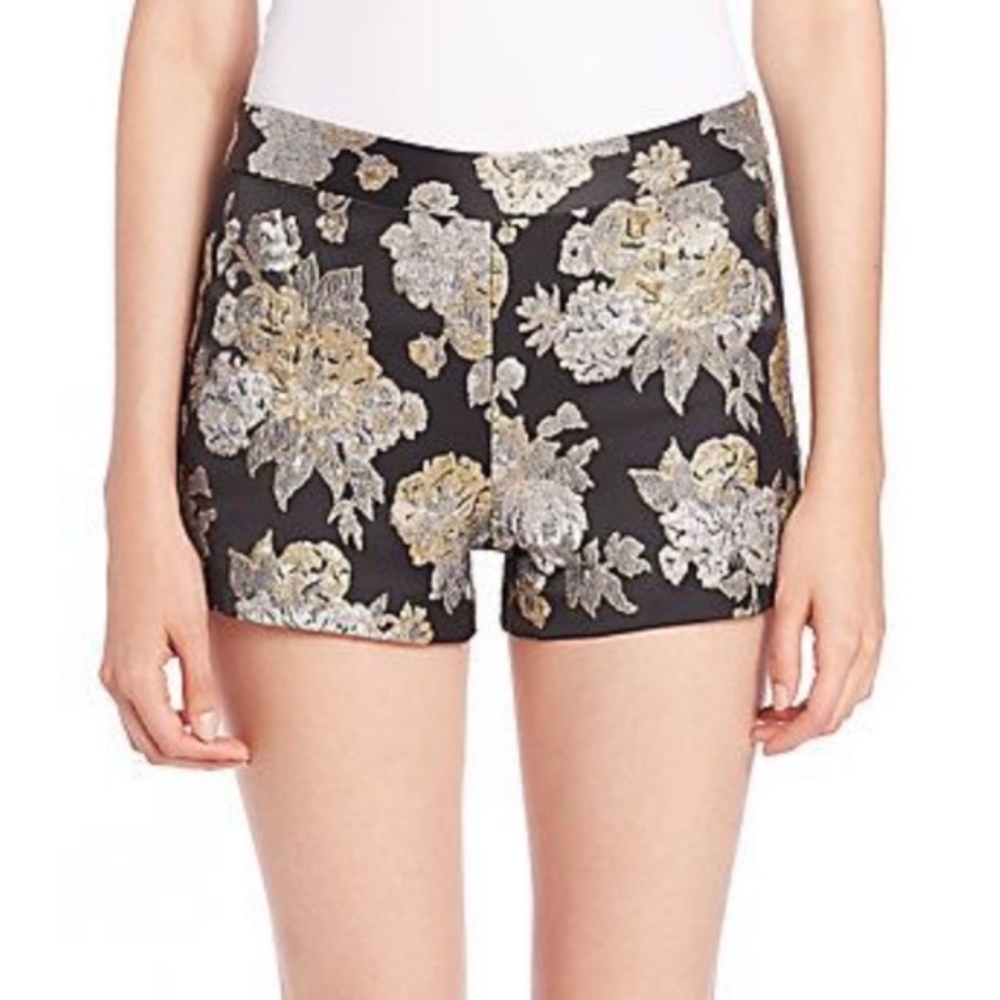 Alice + Olivia Metallic Floral Shorts